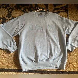 Baby blue alpha chi omega embroidered sweatshirt